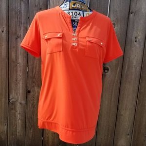Anne Klein Orange Flowing Lion Blouse